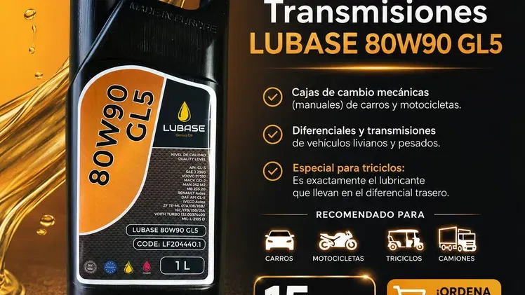 Aceite 80W90 para Diferencial de Triciclos, y Transmisión y Cajas Mecánicas de a