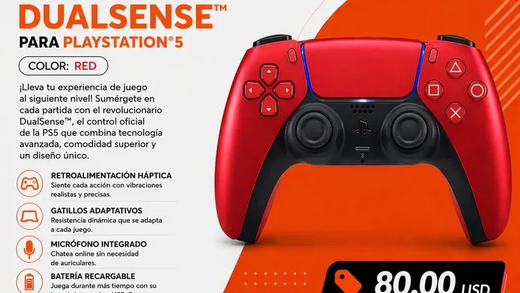 Control Inalámbrico DualSense Rojo para PS5 | Mando Original PlayStation 5 en La