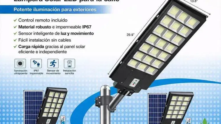 Lámparas solares para exteriores . 300 W a 110 usd 360 W a 120 usd
