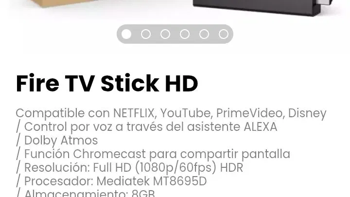 Fire TV Stick HD. Compatible con NETFLIX, YouTube, PrimeVideo, Disney. Nuevo