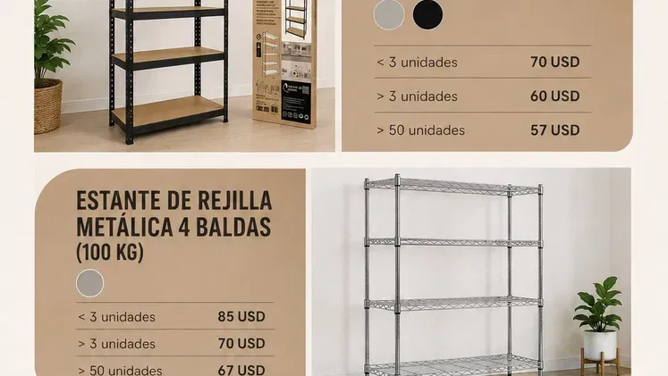 Estanterías resistentes: 875kg, 100kg o madera. Fáciles de armar. ¡Stock limitad